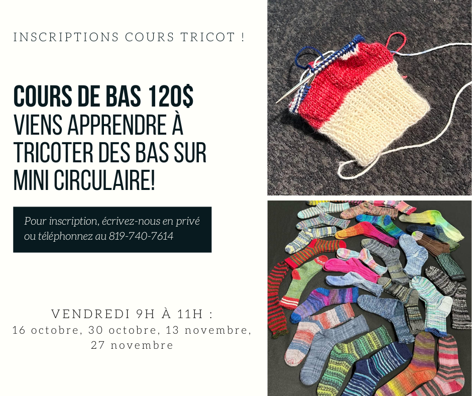 Cours de tricot de bas sur mini circulaire