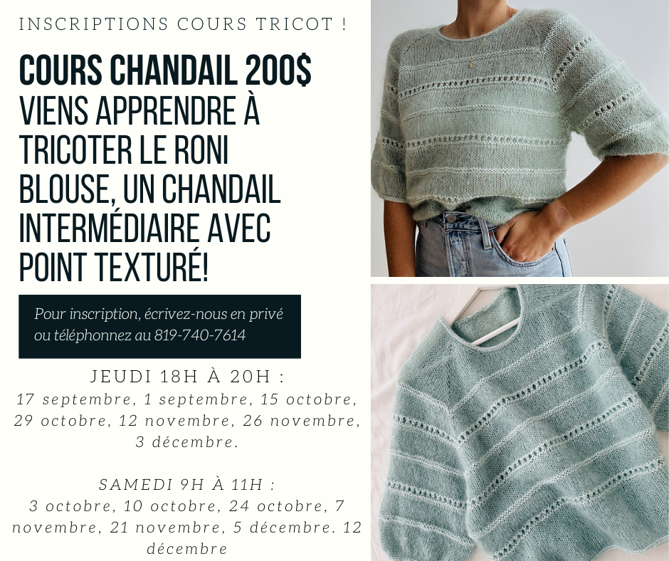 Cours de tricot Roni Blouse, chandail intermédiaire